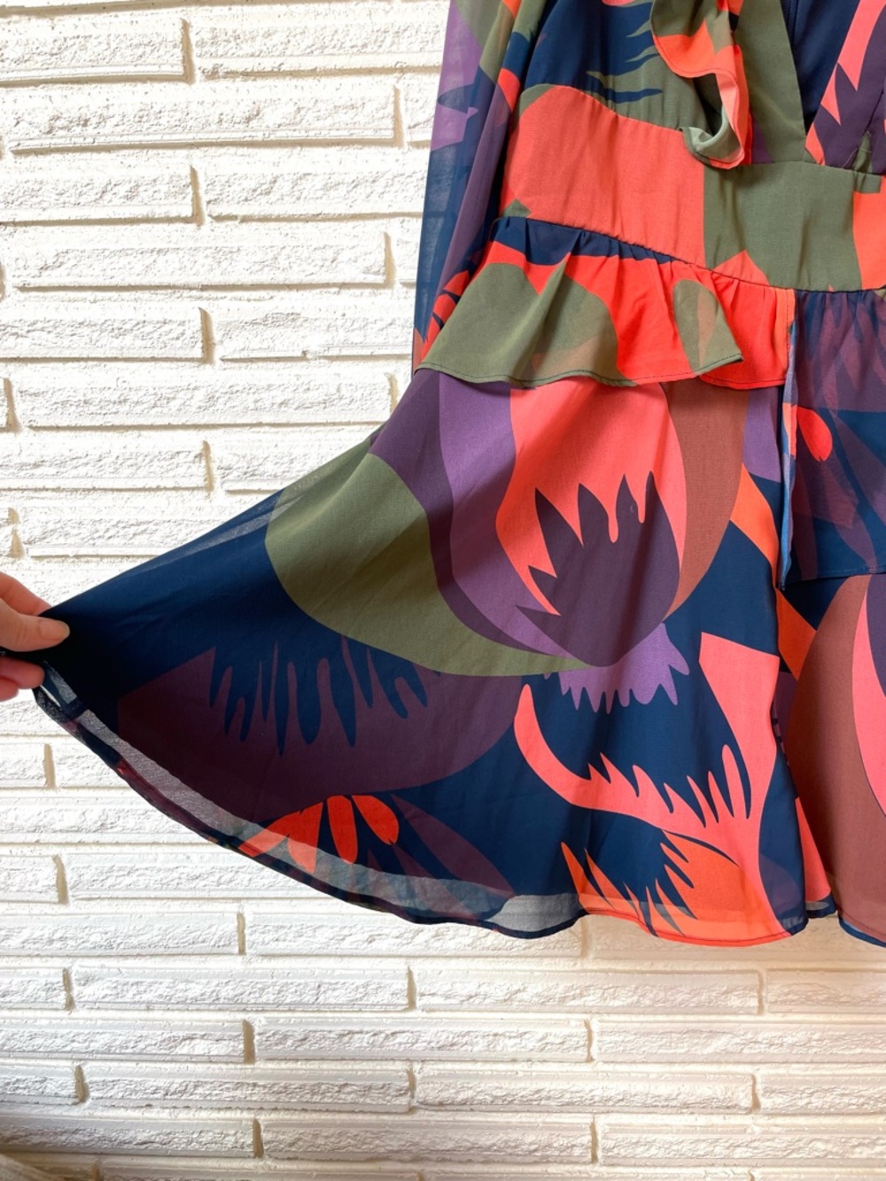 Hutch for Anthropologie Peplum Chiffon Mini Dress Romper Shorts Abstract Large - Picture 6 of 14